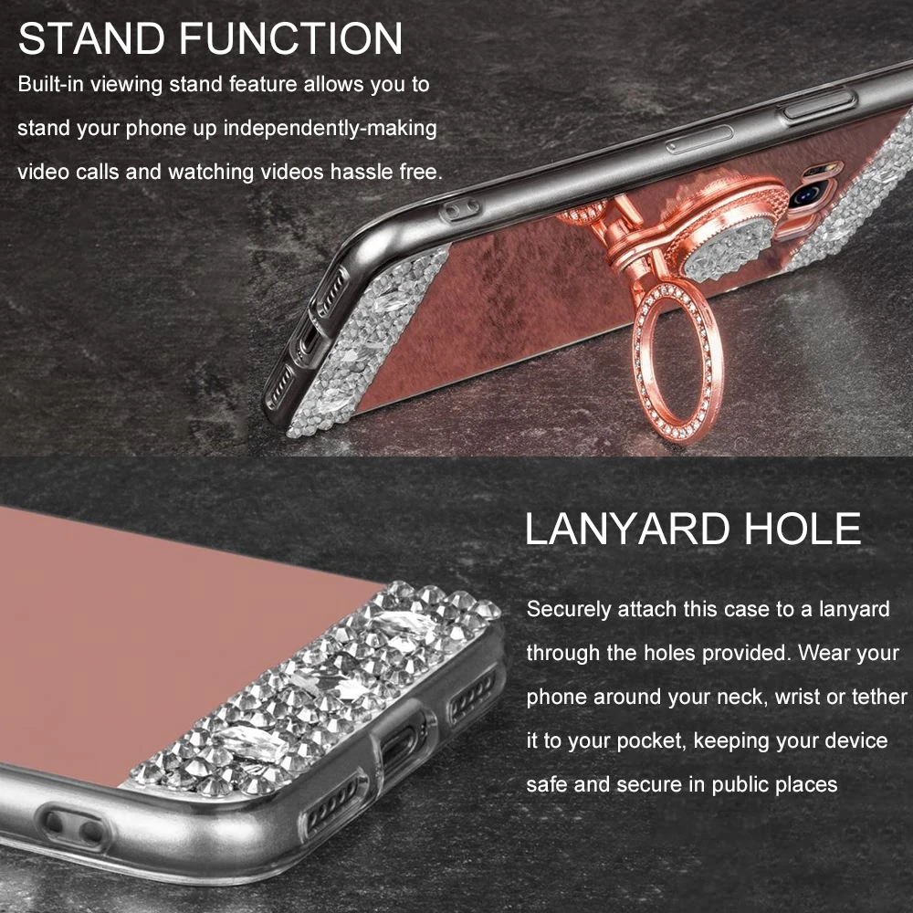 LLZ.COQUE роскошный 3D Блестящий зеркальный чехол с подставкой для Samsung S10 S10e S6 S7 S9 S8 Note 8