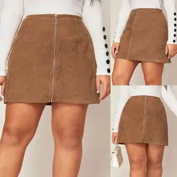 

Women High Waisted A Line Skirt Bodycon Zip Up Short Mini Skirts