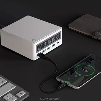 

USB C Type C PD 65W Fast Charge Adapter Digital Display 18W QC3.0 USB Hub Charger Station For Laptop Phone Tablet O2620 Dropship