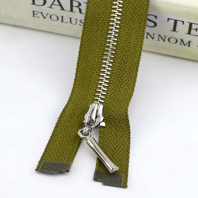 Army Green Meetee 2 шт. 20/40/70 см открытого конца застежки-молнии с закрытым концом 3# металлическая молния серебро зуб Автоматическая блокировка Декор на молнии для сумок "сделай сам" для одежды, аксессуары для шитья - Цвет: Army Green