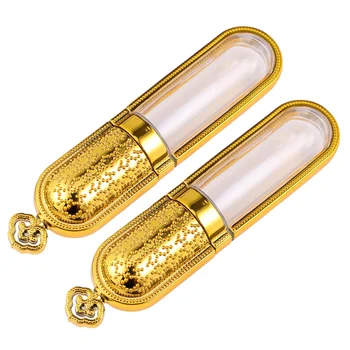 

12pcs Lip Glaze Tubes Lip Gloss Tube Labial Glair Tube Lip Glaze Bottle Subpackaging Holder for Home Travel (Golden, Crown Style