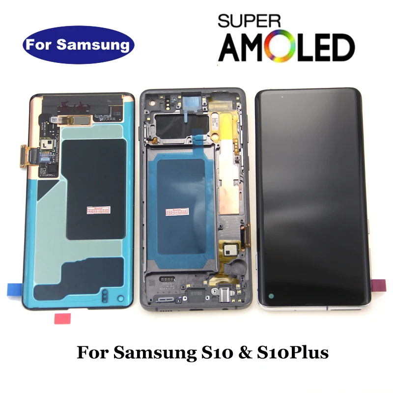 ЖК дисплей Amoled G973F G973 для Samsung Galaxy S10 Plus + G975 G975F сенсорный экран дигитайзер|Экраны