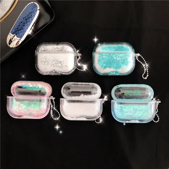 

Clear shining quicksand Earphone Cases For Apple AirPods case Pro 1 2 3 PC Bluetooth Wireless Protective Cover