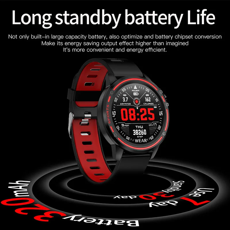 Goede Nieuwe L8 Smart Horloge Mannen Ecg + Ppg IP68 Waterdichte Bloeddruk Fitness Tracker Sport Smartwatch Vs L5 L7