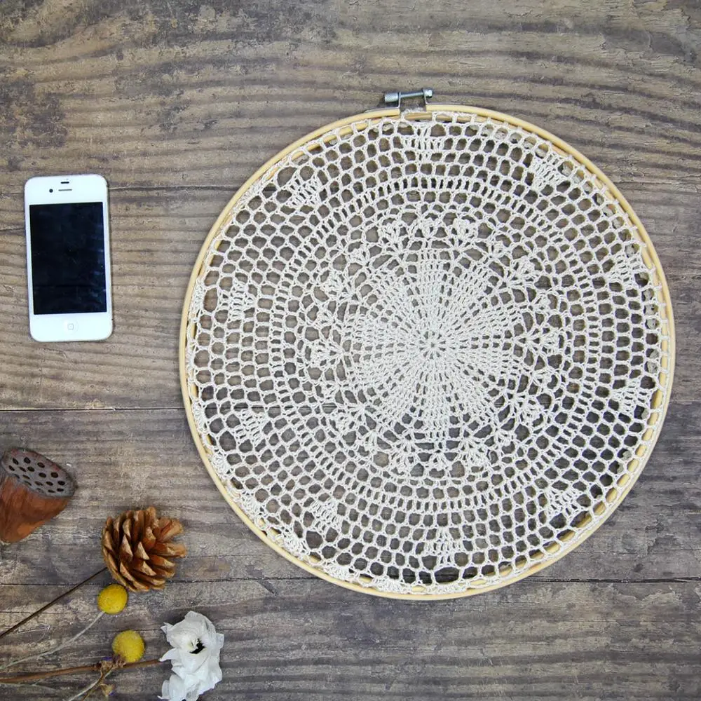 

Handmade Wall Decor hanging Dream Cotton flower Lace Catcher Wedding Background party home shop decoration No.A019 diameter 34cm