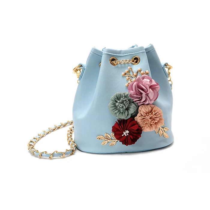 1 Pcs Womens Shoulder Crossbody Bag Flower PU Drawstring Fashion for Shopping-OPK