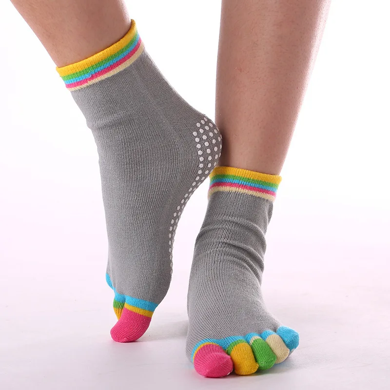 sock3 16 цветов, носки для йоги, Нескользящие хлопковые носки для тренировок с пятью пальцами, спортивные носки для пилатеса и балета, велосипедные - Цвет: sock3