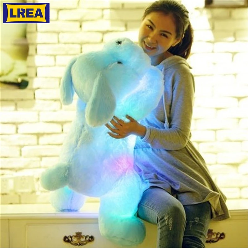 

1pc 50cm luminous dog cushion colorful LED glowing dogs children cushion for girl birthday gift free shipping