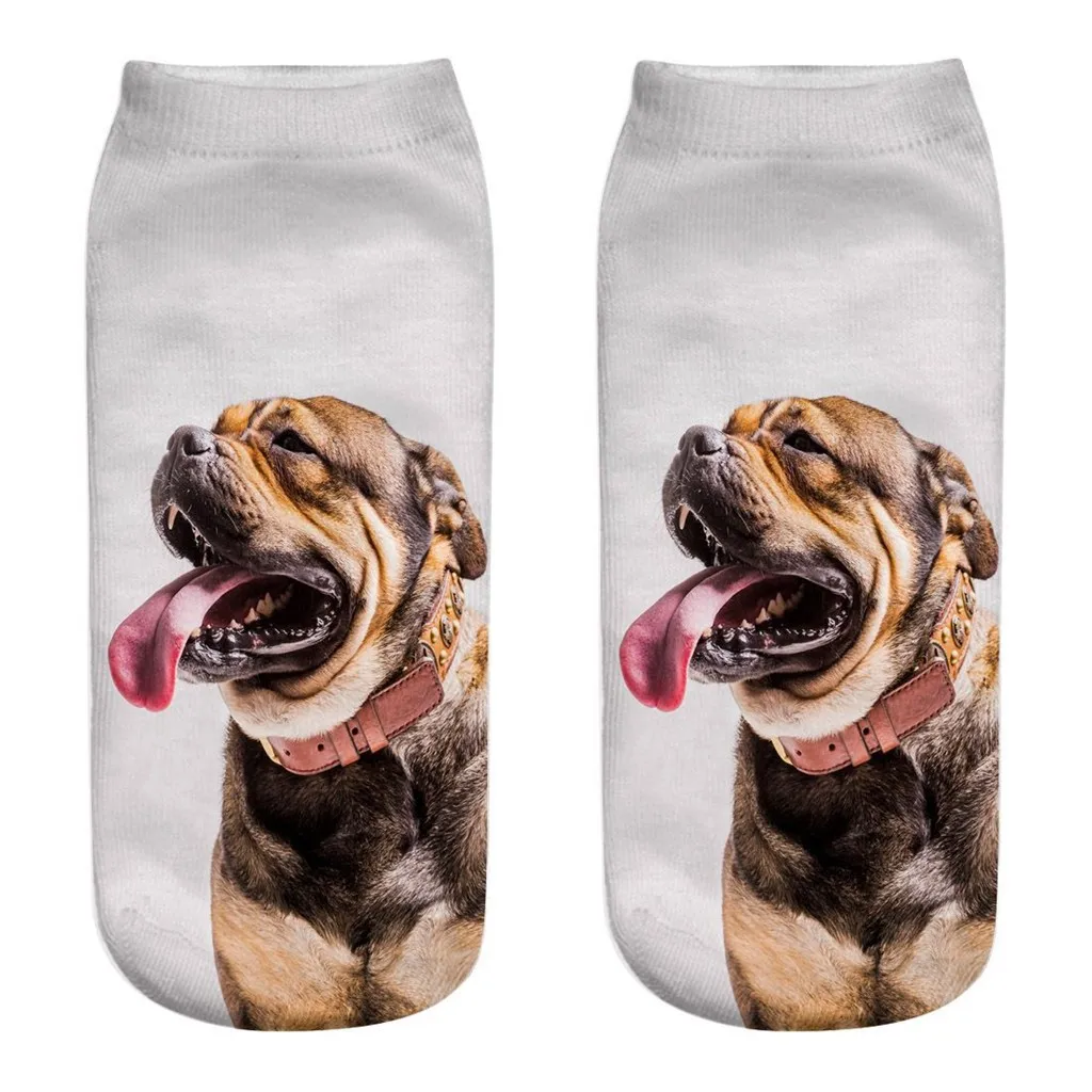 3d Novelty Crazy Funny Dog Ankle Socks Cute Colorful Cartoon Low Cut Socks Warm Cotton Printed Socking Short Носки #40
