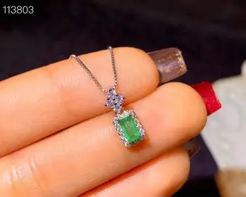 

Natural Emerald Necklace fashionable gem quality 925 silver 3x5mm