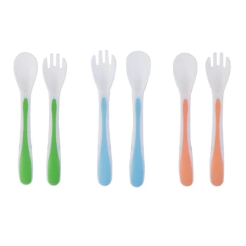 

New 2pcs Baby Food Dispensing Spoon Forks Utensils BPA Free Infant Training Soft Spoons Milk Bottle Utensils