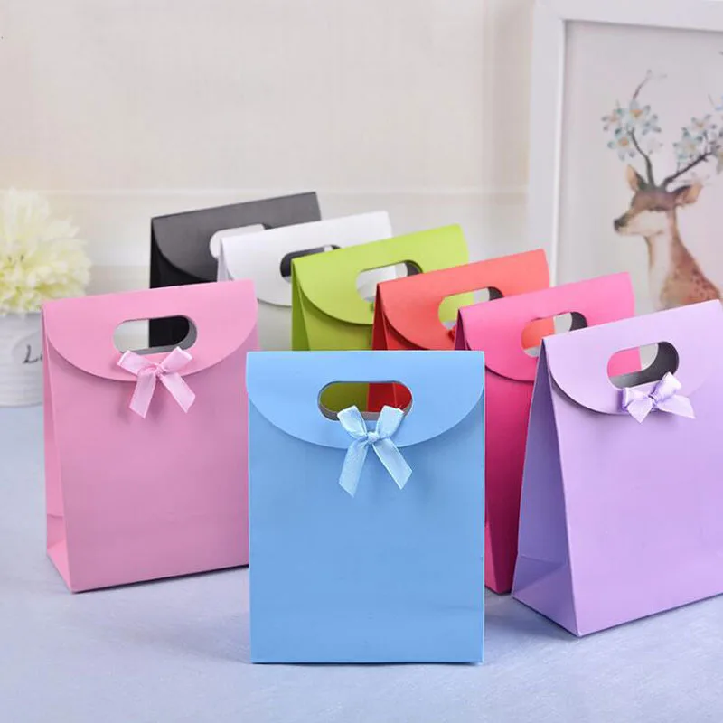 

AVEBIEN Simple Solid Color Baby Shower Birthday Party Decorations Kids Candy Bag Wedding Favors Chocolate Paper Gift Bag 10pcs