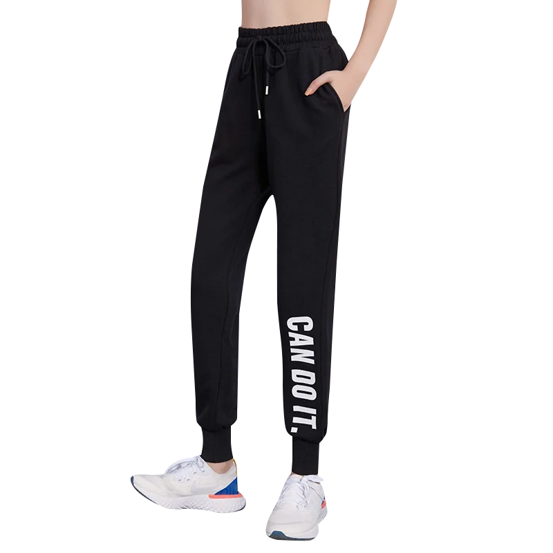 Black FBF9430 MS спортивные штаны, осенние-зимние модели, свободные, дышащие, с принтом, повседневные штаны, для бега, тренировок, закрывающие ноги, штаны для фитнеса - Цвет: Black FBF9430