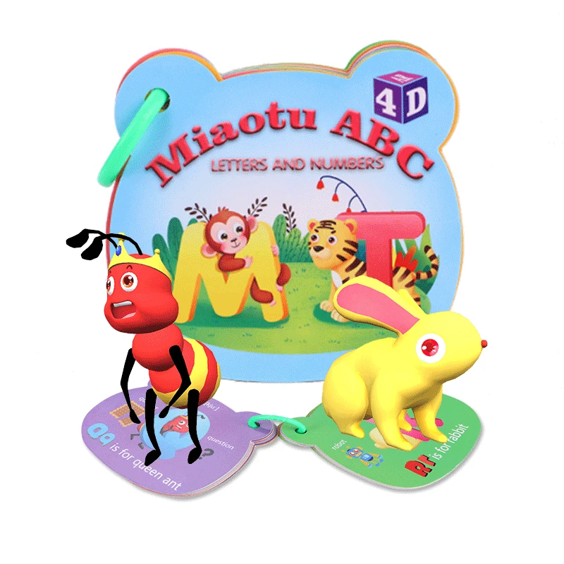 

Miao tu 4D Card AR Children Preschool Early Childhood Education Early Childhood Cognitive with Numbers English Lettered Learning