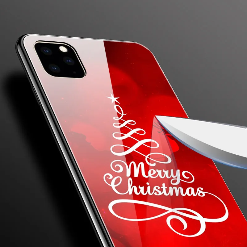 Рождественский чехол для телефона s для iPhone 11 Pro Max, чехол из закаленного стекла для iPhone X XS Max 7 8 6 6S Plus 11 Pro XR X S, Жесткий Чехол