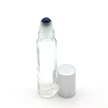 

1000pcs Natural Gemstone Roller Ball ThickGlass Bottle 10ml Essential Oil Roll On Clear Bottles With Crystal Chips Perfume Vial