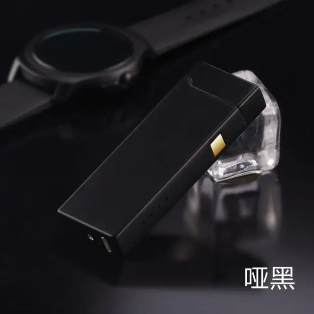 Зарядка через usb Сенсорная Индукционная двойная дуговая Зажигалка личностные креативные ветрозащитные импульсные Плазменные зажигалки гаджеты для мужчин - Цвет: Черный