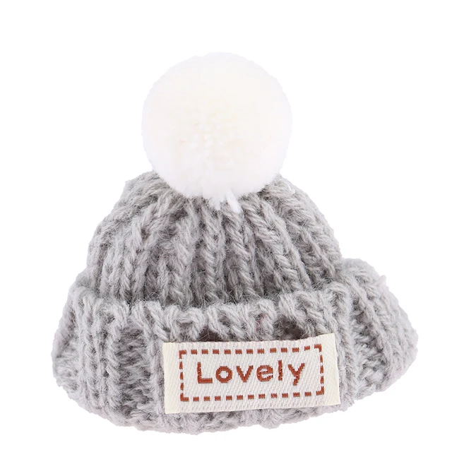 1/2/10pcs Random Knitted Hat Cute Doll Cap Fashion Colourful Headwear Accessories Mini Decorative Christmas Hat Scarf Towel Gray