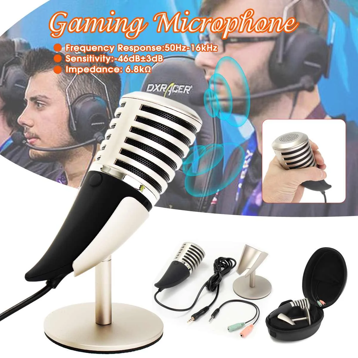 

KINCO SF-700 Game Microphone Electric Type One-way Personal Vocal Mic for Skype for Youtube for Twitter Webcast