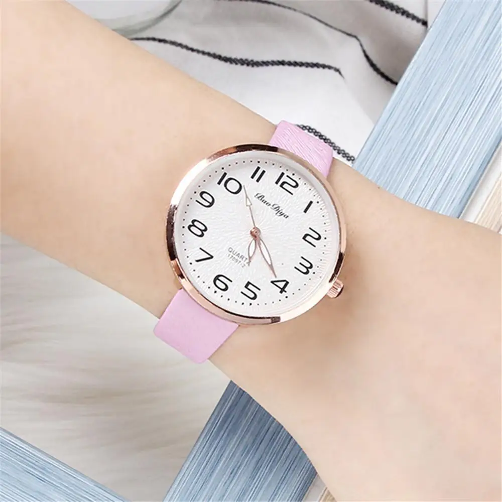 

Women Fashion Pink Watch Quartz Leather Ladies Wristwatches 2020 Elegant Brand Simple Number Dial Woman Clock Montre Femme
