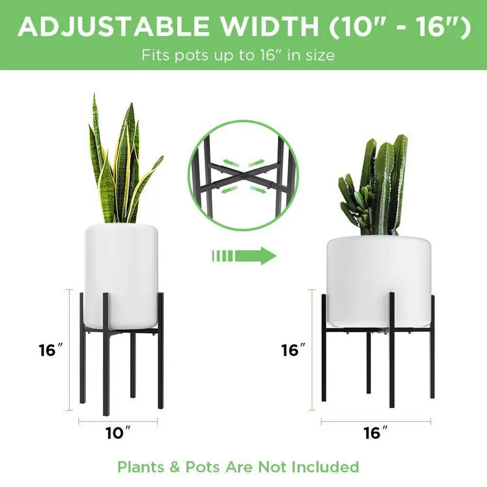 Adjustable Metal Plant Stand Mid Century Plant Stand Indoor Outdoor Planter Stand Potted Plant Holder Fits 10 To 16 Inch Pots Storage Holders Racks Aliexpress