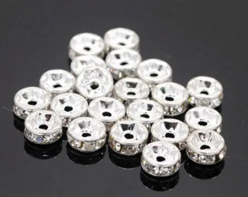 6 мм 8 10 12 gd32 белые хрустальные стразы металлические Rondelle Spacer посеребренные DIY
