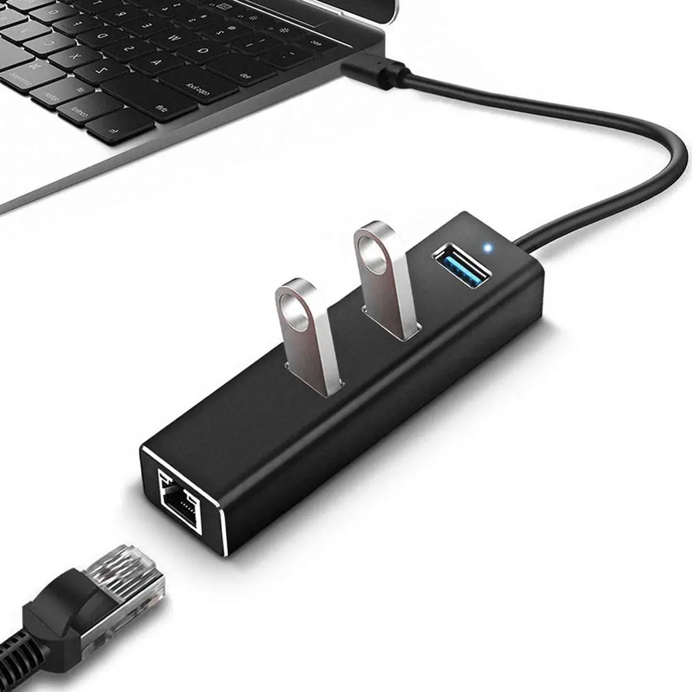 Алюминиевый 1000 Мбит/с Тип c USB концентратор 3,0 с гигабитным Ethernet RJ45 порт сетевой адаптер портативный концентратор данных для MacBook
