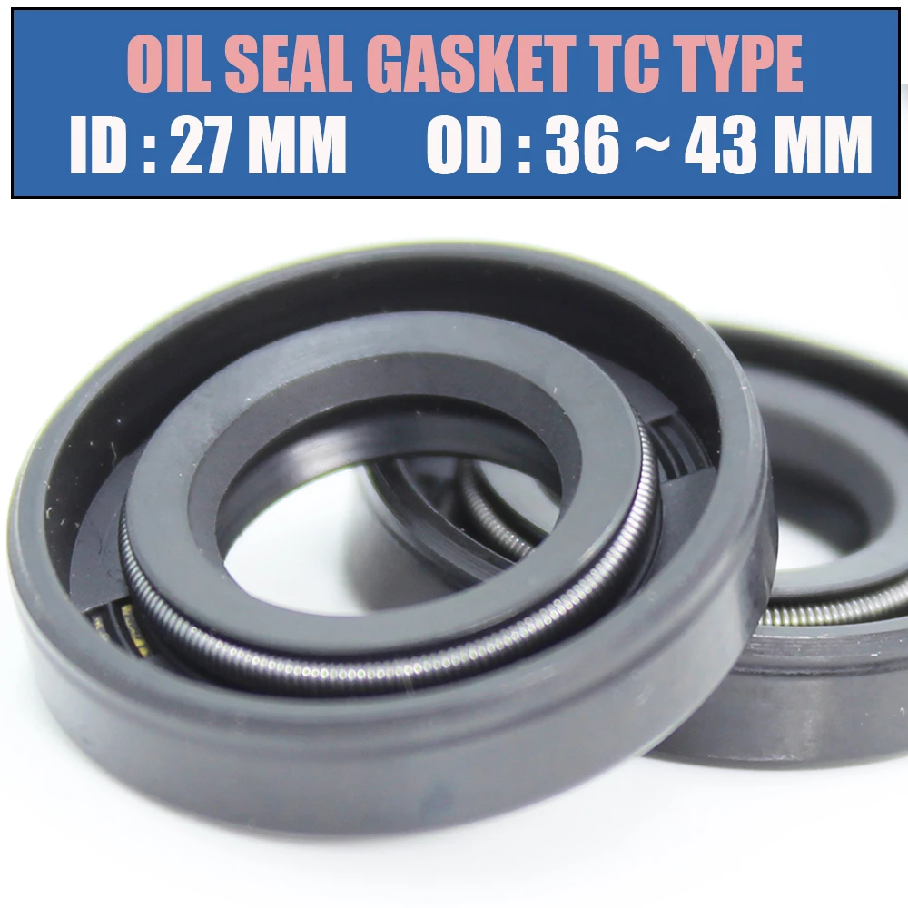 

ID 27mm Oil Seal Gasket TC Type Inner 27*36/37/38/40/42/43 mm 8Pcs Bearing Accessories Radial Shaft NBR Seals