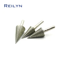 Tête de meulage diamant Angle 30 degrés 60 # tige 6mm 12mm 30mm, fraise de meulage émeri pour les matières premières de la pierre de diamant