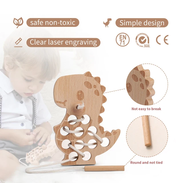 Wooden Toy Rattle Montessori Threading Board Educational Toy 3d Puzzle Game Threading Toy For Boy Children Gifts Educational Toy 2
