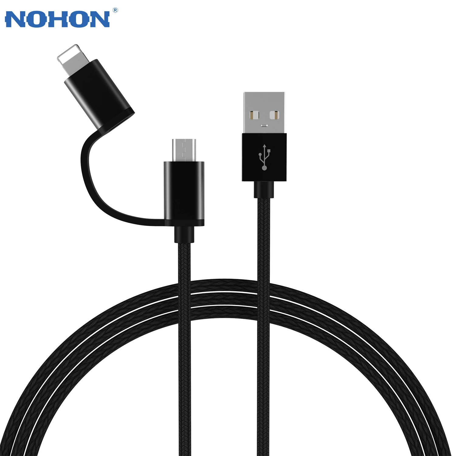 Nohon 2 в 1 кабель для iPhone 11 Pro Max X XS 8 7 6 Plus type C Micro USB samsung Xiaomi зарядный телефонный Шнур |