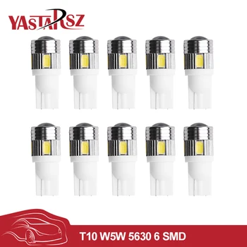 

10x Car T10 LED Bulb 6 SMD 12V White 6500K W5W LED Signal Light Auto Interior Side Wedge Plate Lamps 5W5 194-168
