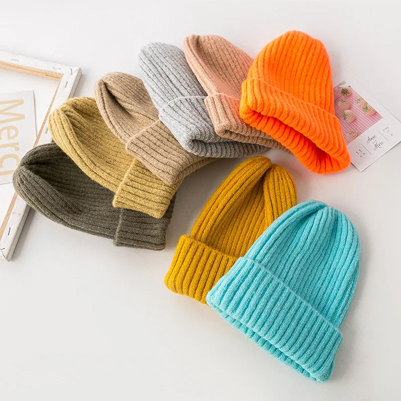 

Candy Color Knitted Hat Warm Soft Hat Winter Unisex Casual Skullies Women Trendy Hat Kpop Style Beanies Bonnets for Women