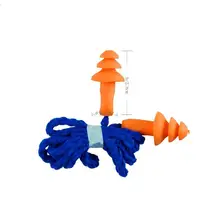 

100pcs Noise reduction Soft Silicone Corded Ear Plugs ears Protector Reusable Hearing Protection Noise Reduction Earmuff