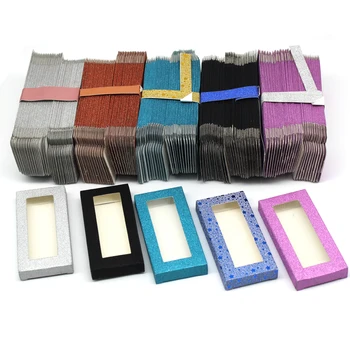 

Damepapil Empty Eyelash Package Boxes for Lashes Bulk 10/20/30/50/100 Glitter Paper Multi Color Rectangle Lash Cases Wholesale