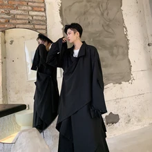 S-XL! Темный тренд, однотонный необычный однобортный длинный Тренч cscadioat