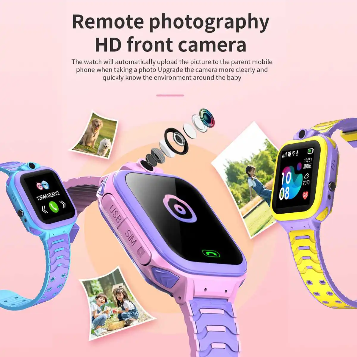  Smart Telefon Uhr IPX7 Tief Wasserdicht Anti-verloren Kamera GPS Tracker SOS Anruf GSM Kinder Kind 