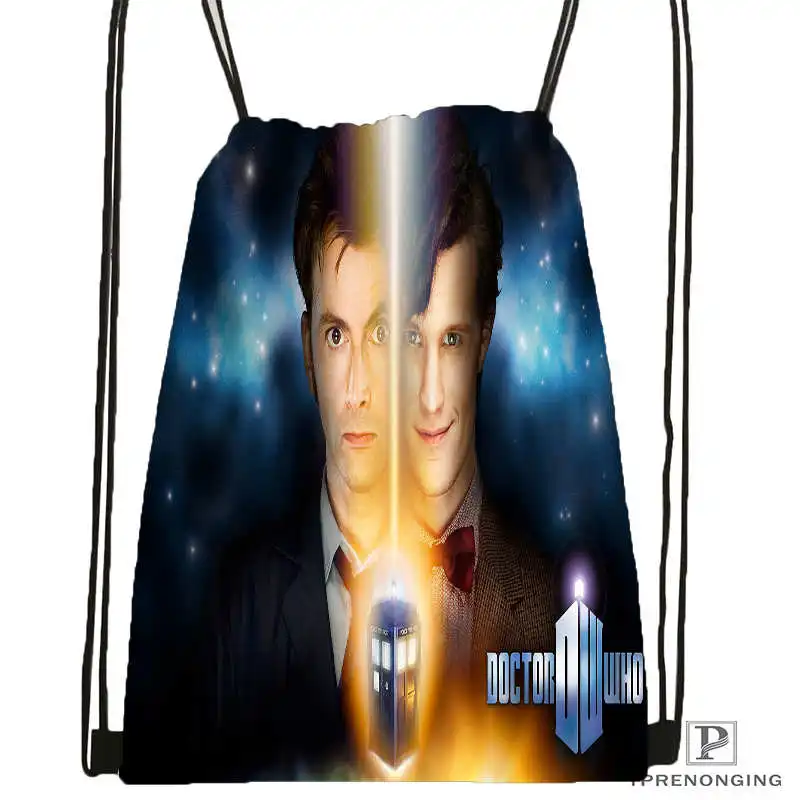 Customdoctor_who_brokenglassDrawstring рюкзак сумка для мужчин и женщин милый рюкзак(черная спинка) 31x40 см#20180611-03-152 - Цвет: Drawstring Backpack