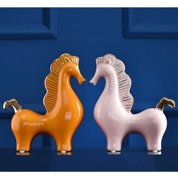 

Nordic Luxury Ceramic Horse Statue Crafts Ornaments Home Office Wine Cabinet Shop Furnishings Modern Home Decoration Accessories