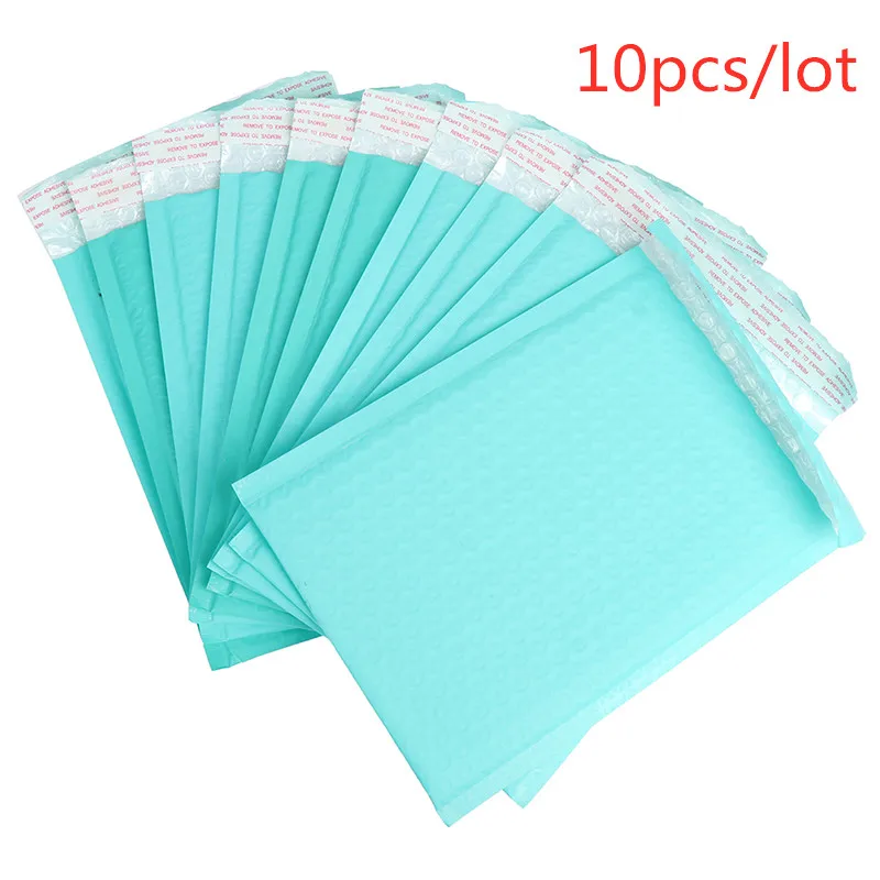 Bolsa a prueba de humedad, sobres de espuma Space Teal Poly bubble Mailer, bolsas de correo acolchadas, bolsas de embalaje autoselladas, 10 Uds.