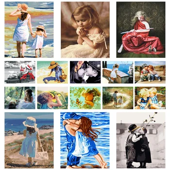 

Diy Diamond Painting Figure Little Girl In a Dress Painting Square Round Diamond Rhinestone Bead Embroidery Home Wall Decoration