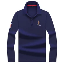 Высококачественная однотонная 3D вышитая рубашка поло Повседневные рубашки поло мужские рубашки поло с длинными рукавами Новое поступление polosshirt