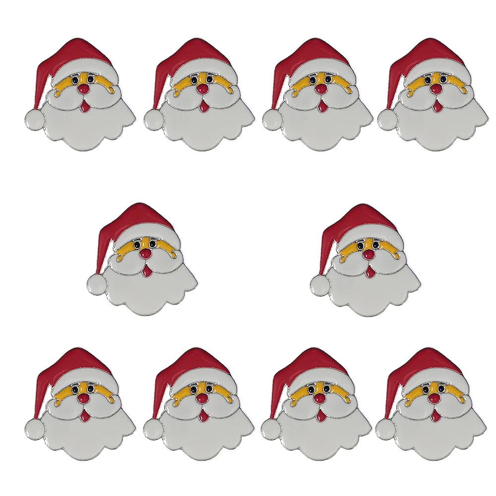 

10pcs Metal Enamel Pin Santa Claus Brooches Backpack Clothes Lapel Jewelry Happy New Year Gift
