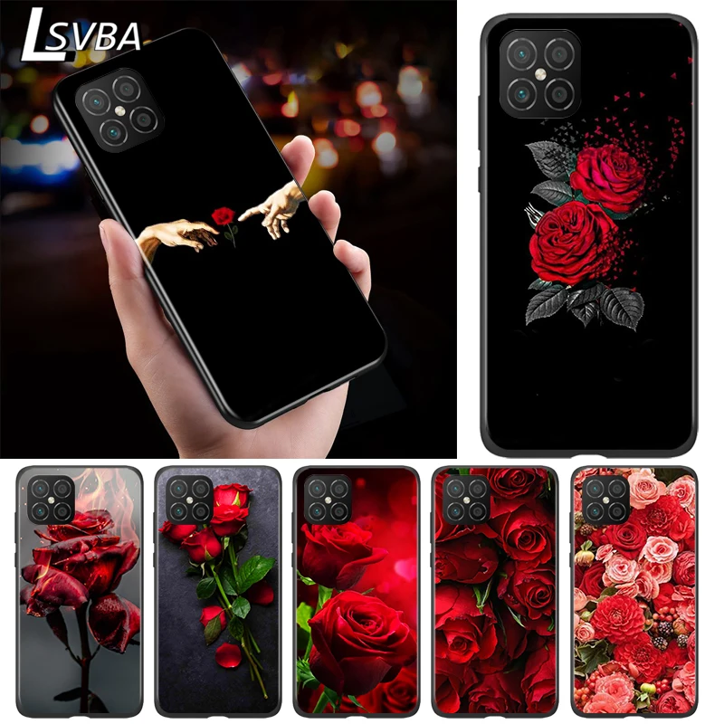 Красивые красные розы для Huawei Nova 8 7 6 SE 7i 5T 5i 5Z 5 4E 4 3i 3E 3 2i 2 Lite Pro 2017 черный мягкий