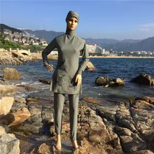 S Хиджаб Женский купальный костюм длинный полный Чехол мусульманская одежда для плавания Дамский скрытый купальный костюм женский исламский купальный костюм скромный купальный костюм