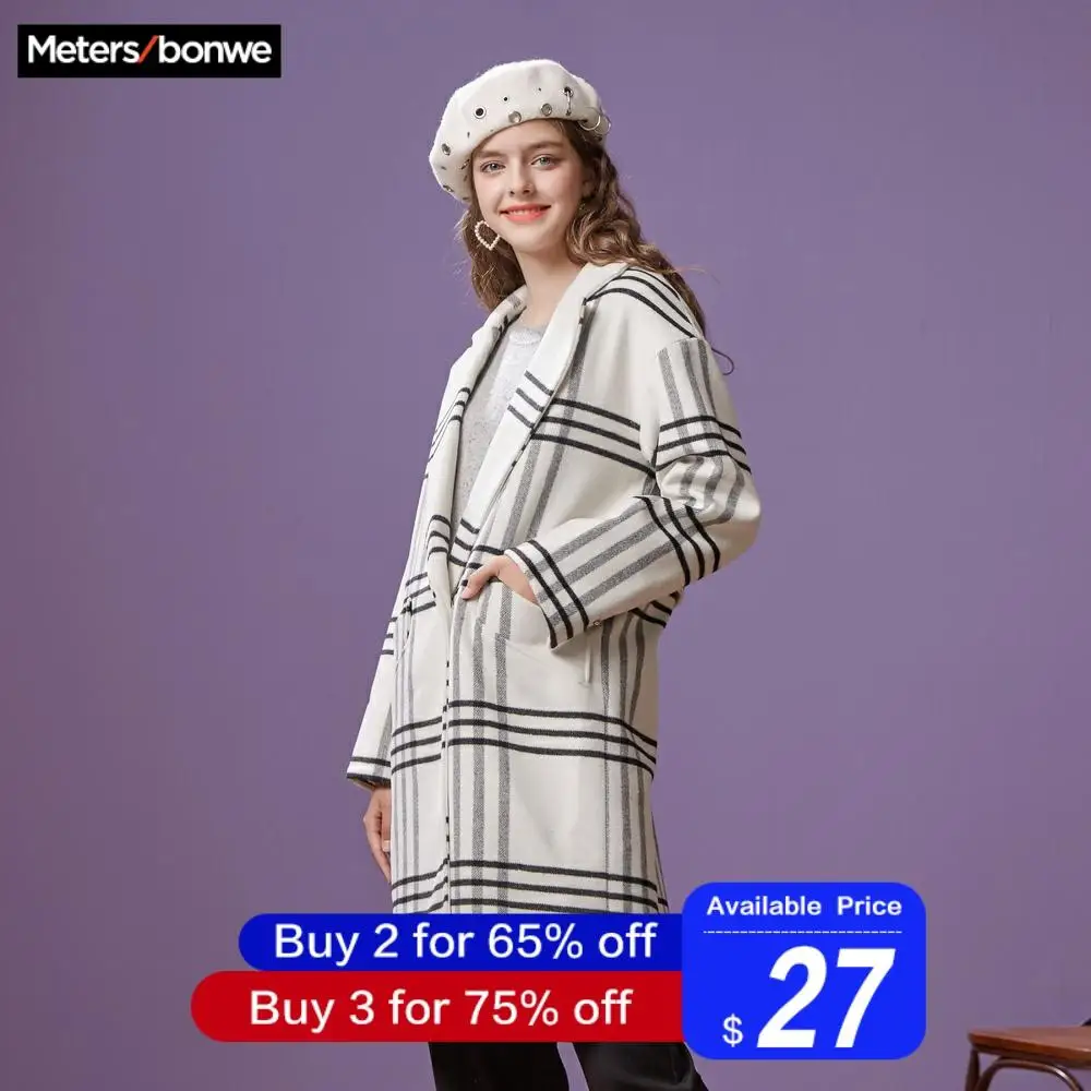 Metersbonwe, Женское шерстяное пальто, верхняя одежда, зимняя одежда, офисное Женское пальто, Модное теплое шерстяное элегантное пальто 239963