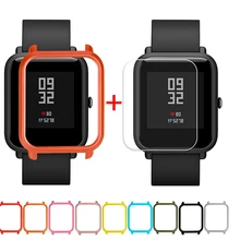 Защитный чехол-накладка+ Защитная пленка для экрана для Xiaomi/Huami Amazfit Bip Youth Watch тонкий цветной Чехол-рамка#25