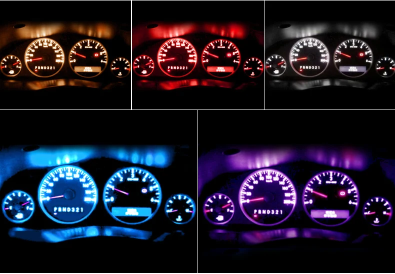 10Pcs T5 W3W W1.2W LED Auto Car Dashboard Light 3014 2-SMD Reading Instrument Panel Lamp No Polarity Bulb White Amber 12V DC