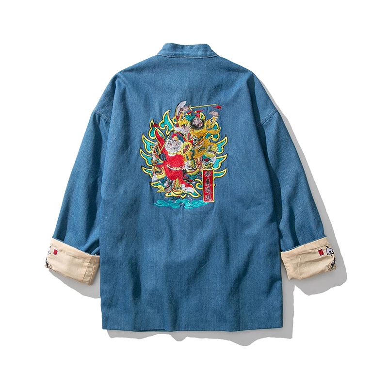 Sinicism Store Мужская джинсовая куртка с пряжкой в китайском стиле модные куртки