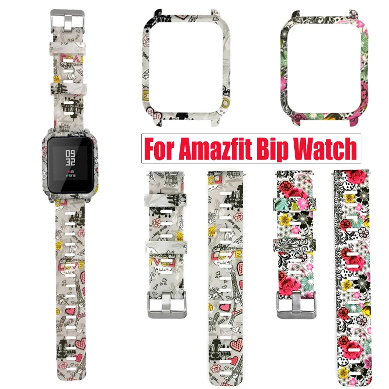 2 в 1 браслет для Amazfit ремешок Bip силиконовый часов + чехол защитная рамка Huami lite